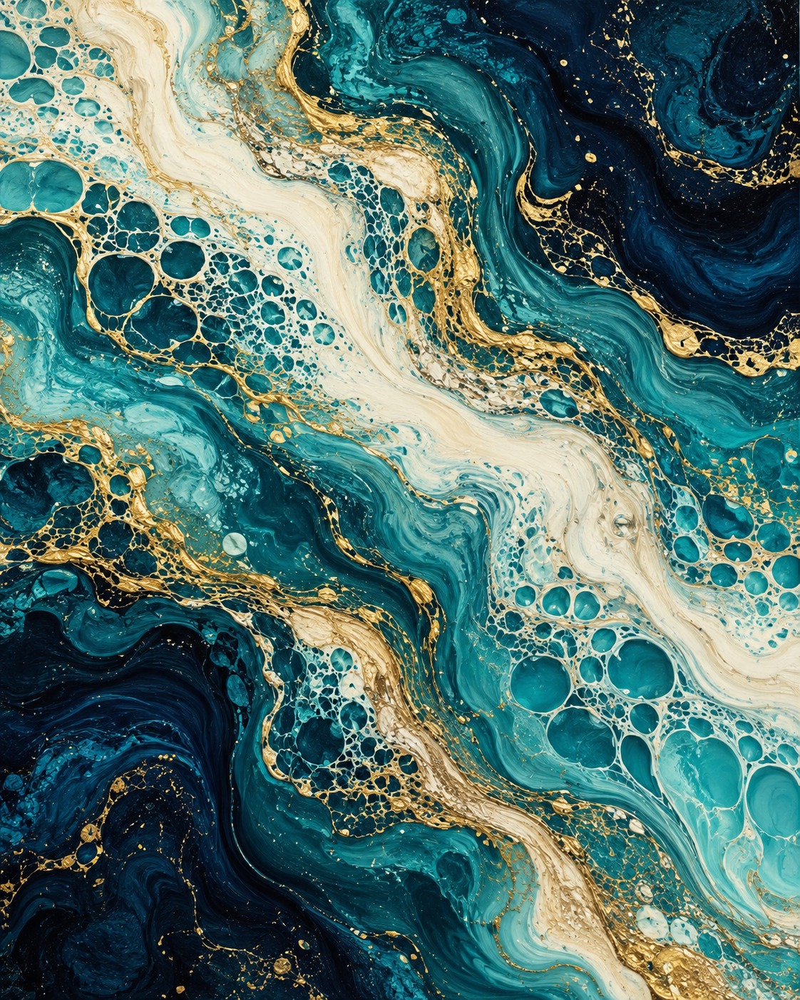 Illustration turquoise et or de la toile fictive